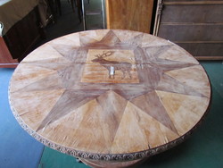 Antique round table extendable (polished)