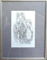 Csendélet körtével - Ortega jelzéssel (rézkarc ezüst kerettel) spanyol művész
