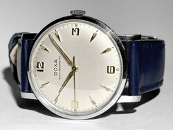 Very nice 1962 serviced doxa with blue leather strap! Precision set by machine! Hourly guarantee!
