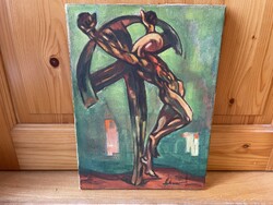 Louis Schwer Crucifixion Jesus Christ Church Religious Modern Abstract Painting Image