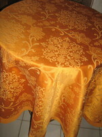 Beautiful elegant golden baroque patterned round damask tablecloth