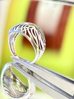 Shiny openwork silver ring