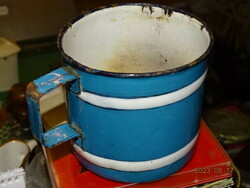 Enameled antique blue striped mug