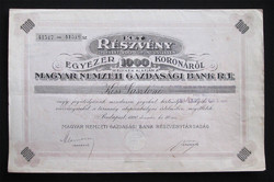 Hungarian National Economic Bank share 2x500 crowns 1920 - irredenta