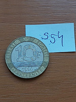French 10 French francs 1990 bimetallic s54