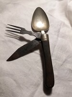 Kirándulós összecsukható evőeszköz, kés, villa, kanál