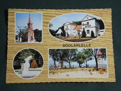 Postcard, pumpkin doll, mosaic details, church, pub, restaurant, beach playground