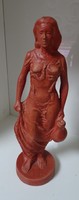 Beautiful, flawless Józsa Lajos water-carrying girl marked ceramic statue.