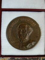 Marked portrait of István Széchenyi, large medal (award), bronze sculpture