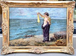 Géza Záhonyi (1889-): on the beach