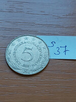 Yugoslavia 5 dinars 1981 copper-zinc-nickel s37