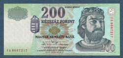 200 Forint 2007 FA Sorozat jelzéssel UNC