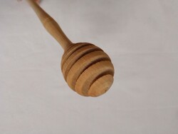 Nicely shaped, turned wooden honey dipper, kitchen serving tool, unused, hardwood