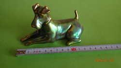 Zsolnay fox dog figure, őry type, flawless piece!