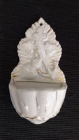 Antique porcelain holy water container, German, 11.5 x 6 cm, embossed