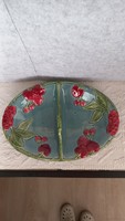 Majolica oval divided porcelain tray, 35 x 23.5 cm, 786 gr., marked