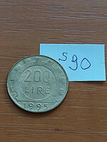 Italy 200 lire 1995 r, aluminum-bronze s90