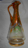 Antik sorszámozott  zománc festett  szakitott üveg karaffa