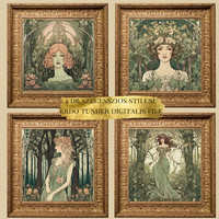 4 Art nouveau style forest fairies - digital download