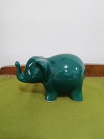 Retro ceramic turquoise elephant with an upright nose