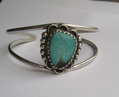 Old Mexican silver bracelet with turquoise stone