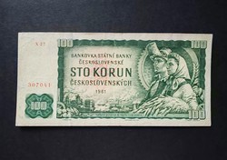 Csehszlovákia 100 Korona / Korun 1961, F+