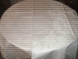 Beautiful elegant rose and acanthus leaf white damask tablecloth new