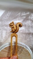 Squirrel pattern hairpin, hair ornament carved from maple wood