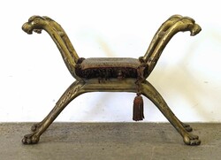 1Q558 Antik gyönyörű faragott aranyozott kastély bútor oroszlános etruszk szék ülőke