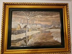 Winter oil on canvas painting