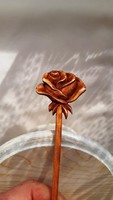 Hairpin with a rose pattern, hair ornament hand-carved from maple wood