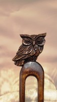 Owl pattern hairpin carved from wood