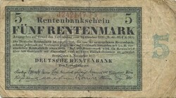 5 Rentenmark 1923 Germany 6 digit serial number very rare