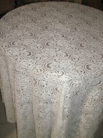 Beautiful vintage rosy white openwork Italian lace tablecloth