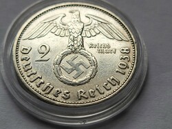 III. Birodalom ezüst 2 Márka 1938 F RITKÁBB!