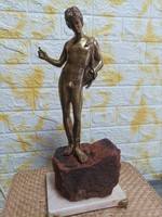 Extra nice solid copper statue on a stone and marble plinth