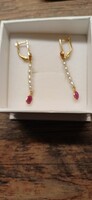 Original ruby pearl 14k gold earrings 2.38 g