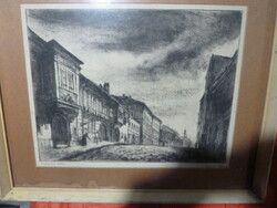 Országház street, etching