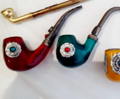 Amber pipe with green van (copal resin, from China!)