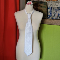 Wedding nyd03 - snow white leaf pattern silk satin tie