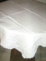 Beautiful white madeira lacy damask tablecloth