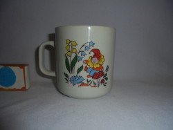 Old porcelain children's cup, mug - elf or dwarf, hedgehog,... Decorative