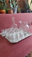 Rare polished glass glass set, thin-walled wine brandy glass bottle jug