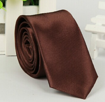 Wedding nyk28 - thinned type brown satin tie