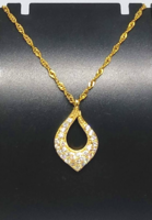 Filled gold (gf) necklace with gold-plated clear cz crystal inlaid pendant 254