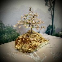 Bonsai Rózsakvarc Ékszerfa szerencsefa, életfa, pénzfa, kristályfa rózsa kvarc kövekből drágakő fa