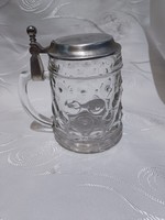 Glass beer jug with lid