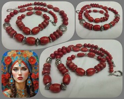 Semi-precious stone - coral set, almost all jewelry is engraved!!!!!