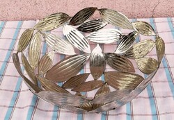 Silver-plated bay leaf fruit bowl. from France