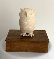 From the owl collection, an old owl figure leaf weight ornament is 5 cm high